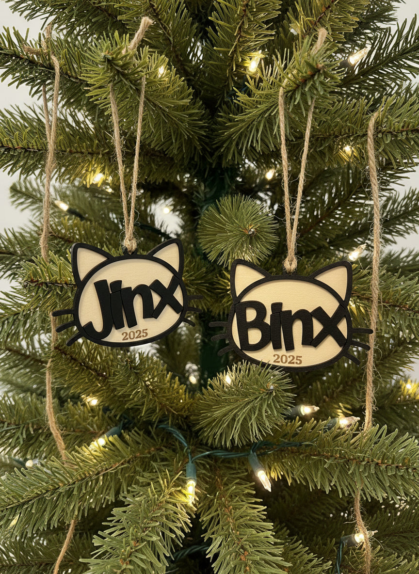 Cat Name Wooden Ornament
