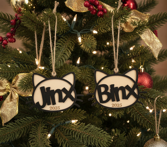 Cat Name Wooden Ornament