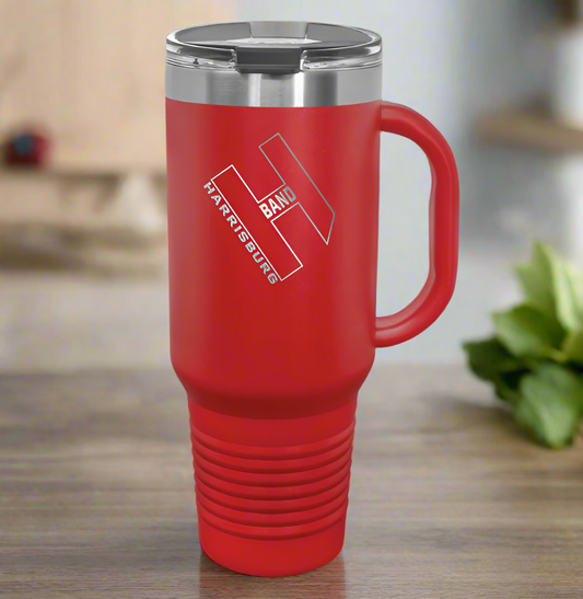 Harrisburg Red H Band 40 oz. Travel Mug with Straw and Snap Lid