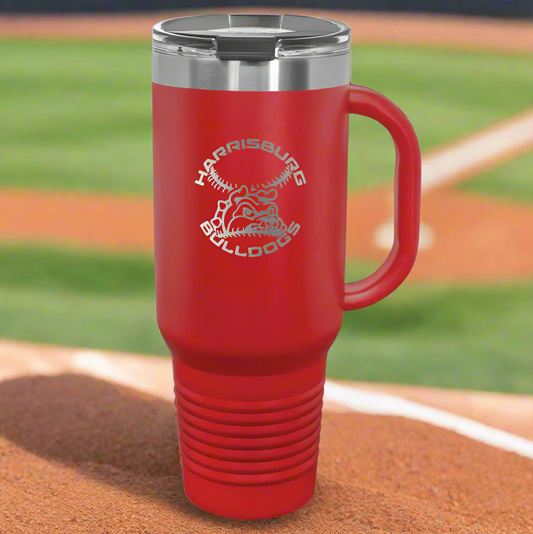 Harrisburg Baseball Red 40 oz. Travel Mug with Straw and Snap Lid