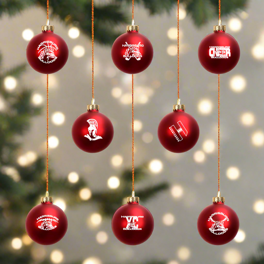Custom Harrisburg 2.5" Matte Red Glass Ornaments